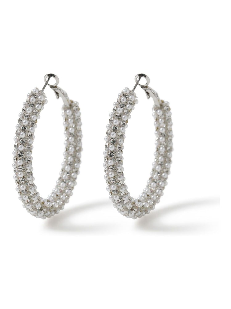 Aela Cream Pearl Hoop Earrings - Image 2 of 3