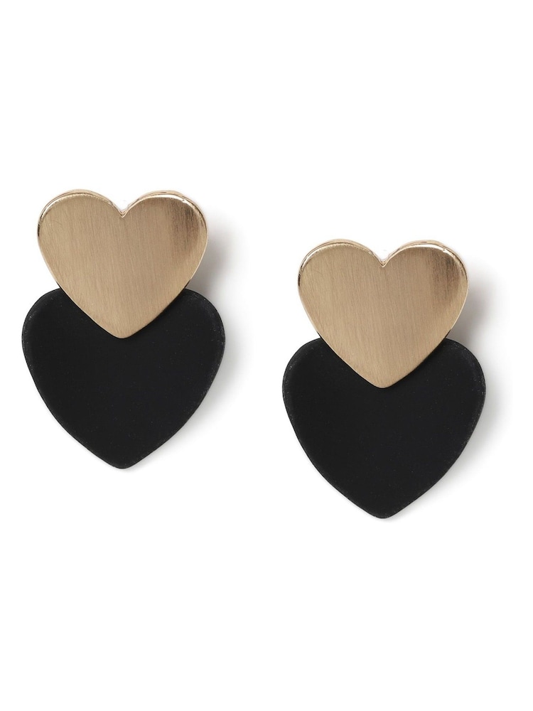 Aela Matte Heart Drop Black Earrings - Image 1 of 2