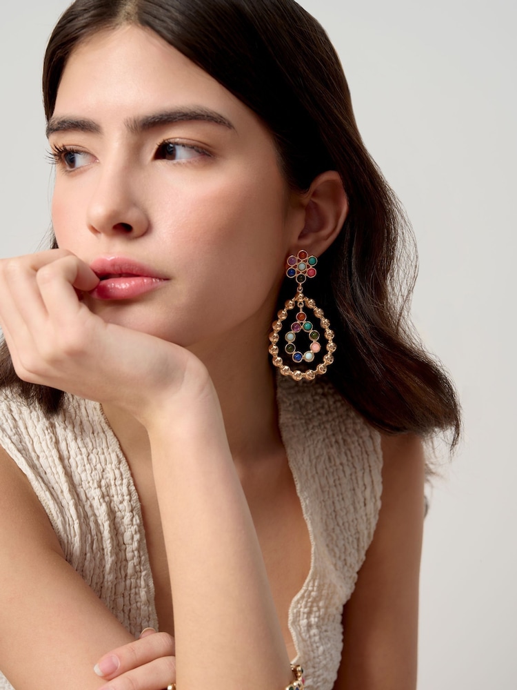 Aela Red Bead Statement Drop Earrings - Image 3 of 3