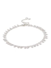 Aela Pearl Silver Tone Anklet - Image 1 of 2