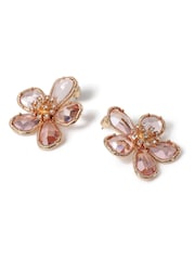 Aela Statement Facet Flower Pink Earrings - Image 2 of 3