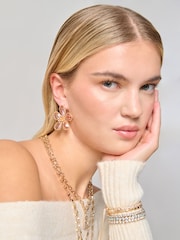 Aela Statement Facet Flower Pink Earrings - Image 3 of 3