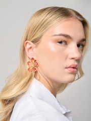 Cercei Aela Roz Statement cu flori fațetate - Imaginea 1 din 3