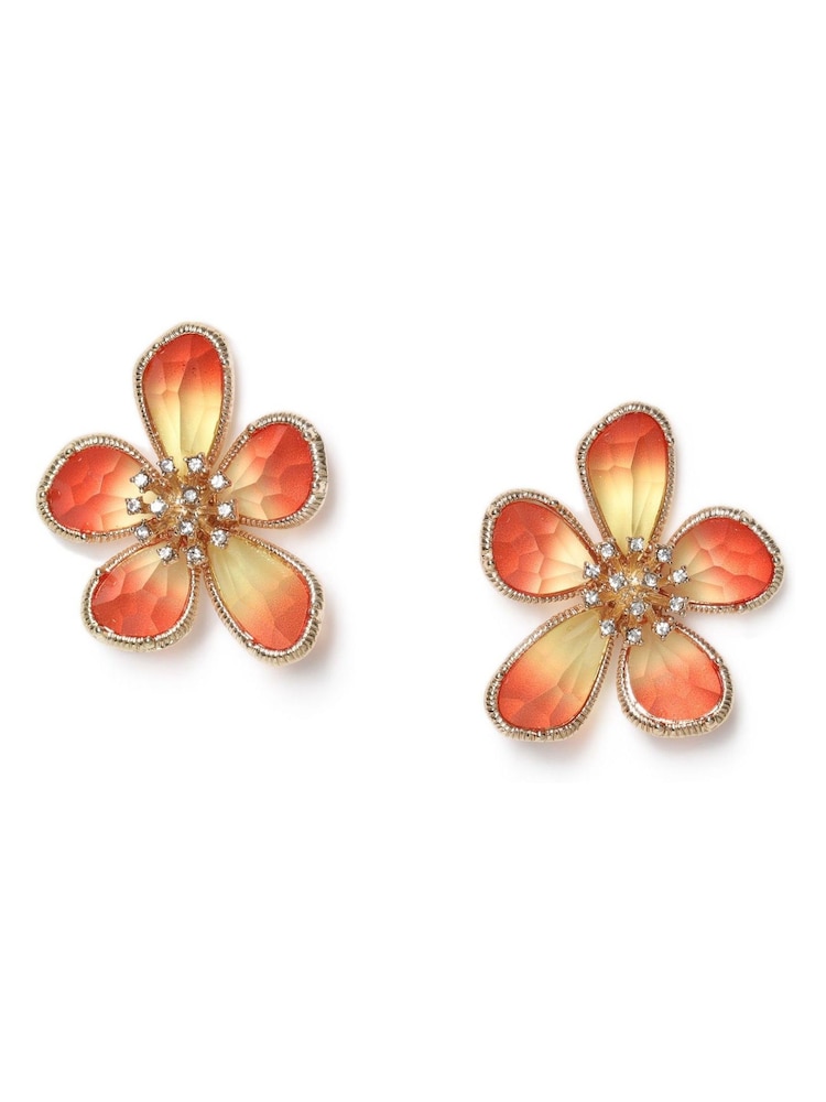 Cercei Aela Roz Statement cu flori fațetate - Imaginea 2 din 3