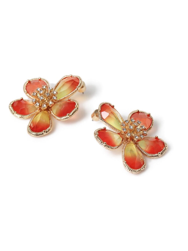 Cercei Aela Roz Statement cu flori fațetate - Imaginea 3 din 3