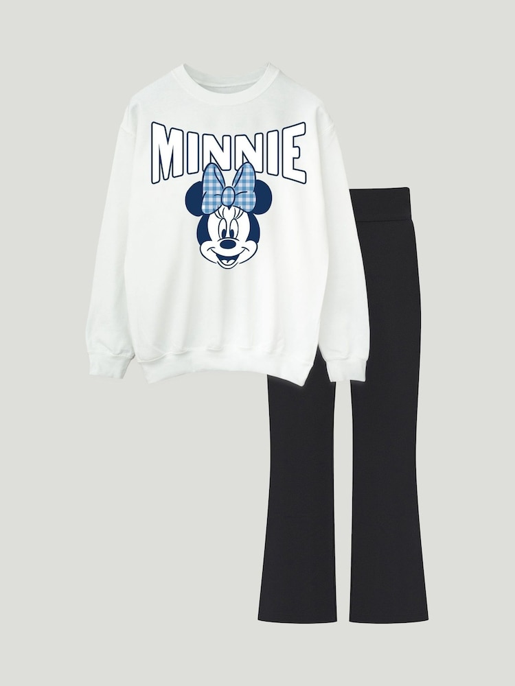 Brands In White Minnie Mouse Bow Sweatshirt and Leggings Set - Image 1 of 3 Brands In White Minnie Mouse Bow Sweatshirt and Leggings Set - Image 1 of 3