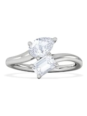 The Diamond Store White Toi et Moi 1.00ct Emerald and Pear Cut Lab Diamond Two Stones Ring in 9K White Gold - Image 1 of 6
