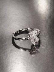 The Diamond Store White Toi et Moi 1.00ct Emerald and Pear Cut Lab Diamond Two Stones Ring in 9K White Gold - Image 4 of 6