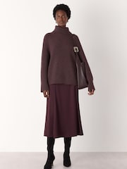 Whistles Red Midi Satin Bias Skirt - Image 3 of 5