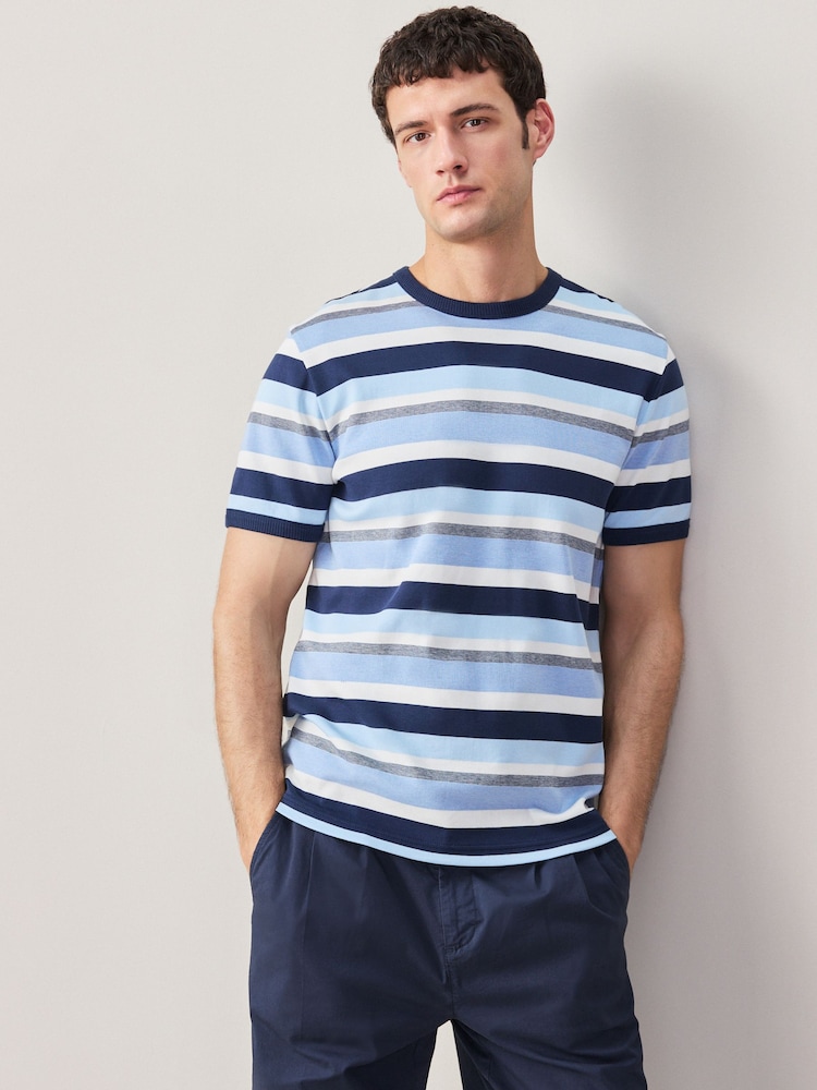 Blues Horizontal Stripe Ringer T-Shirt - Image 2 of 8 Blues Horizontal Stripe Ringer T-Shirt - Image 2 of 8