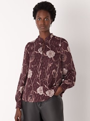 Whistles Red Floral Dobby Blouse - Image 3 of 6