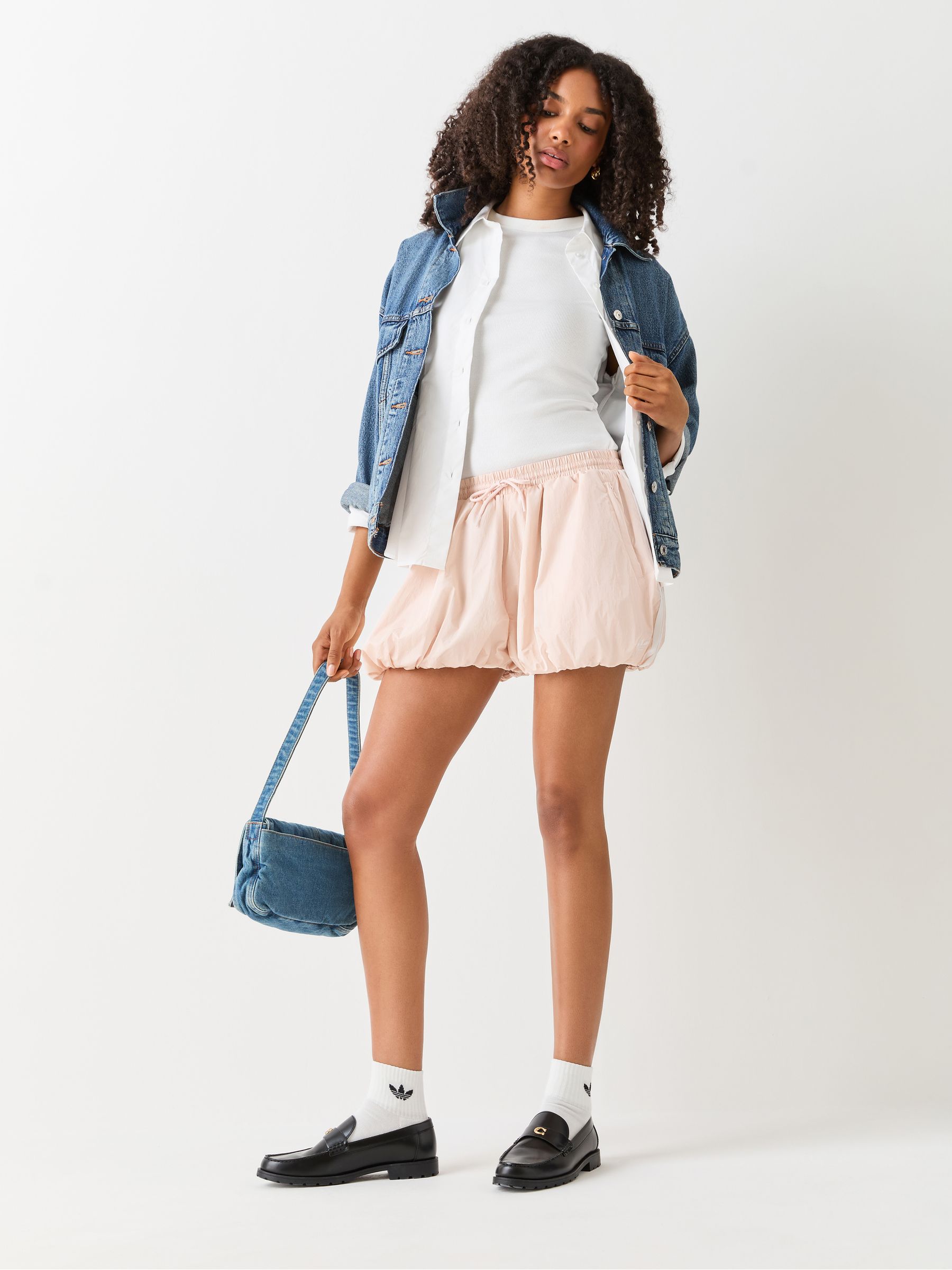 Buy adidas Originals Pink/White Firebird Balloon Shorts from the