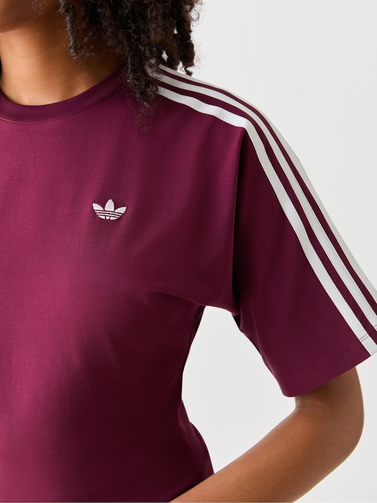 adidas Originals Burgundy Red/White Slim T-Shirt - Image 4 of 4