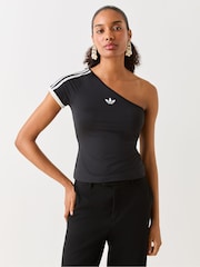 adidas Originals Black One Shoulder T-Shirt - Image 1 of 4