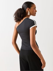 adidas Originals Black One Shoulder T-Shirt - Image 3 of 4