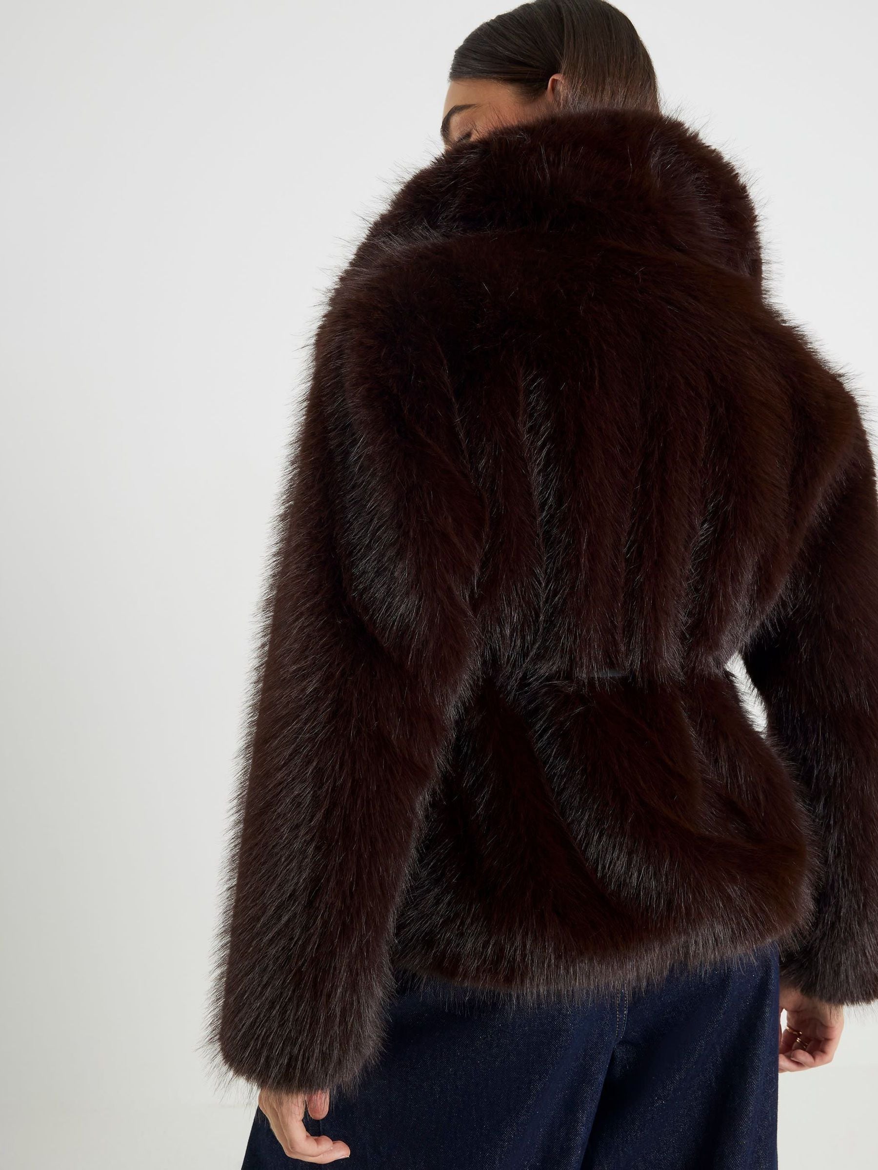 Buy River Island Brown Short Belted Faux Fur Jacket from Next USA