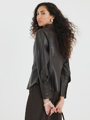 River Island Brown Faux Leather Fitted Shirt - Image 2 of 4