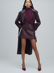 River Island Red Leather Seam Detail Mini Skirt - Image 1 of 4