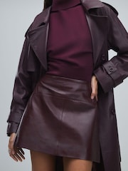 River Island Red Leather Seam Detail Mini Skirt - Image 4 of 4