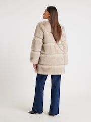 River Island Cream Long Pannelled Fur Jacket - Image 3 of 4