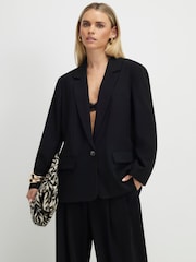 River Island Petite Crepe Ruched Sleeve Blazer - Imaginea 1 din 3