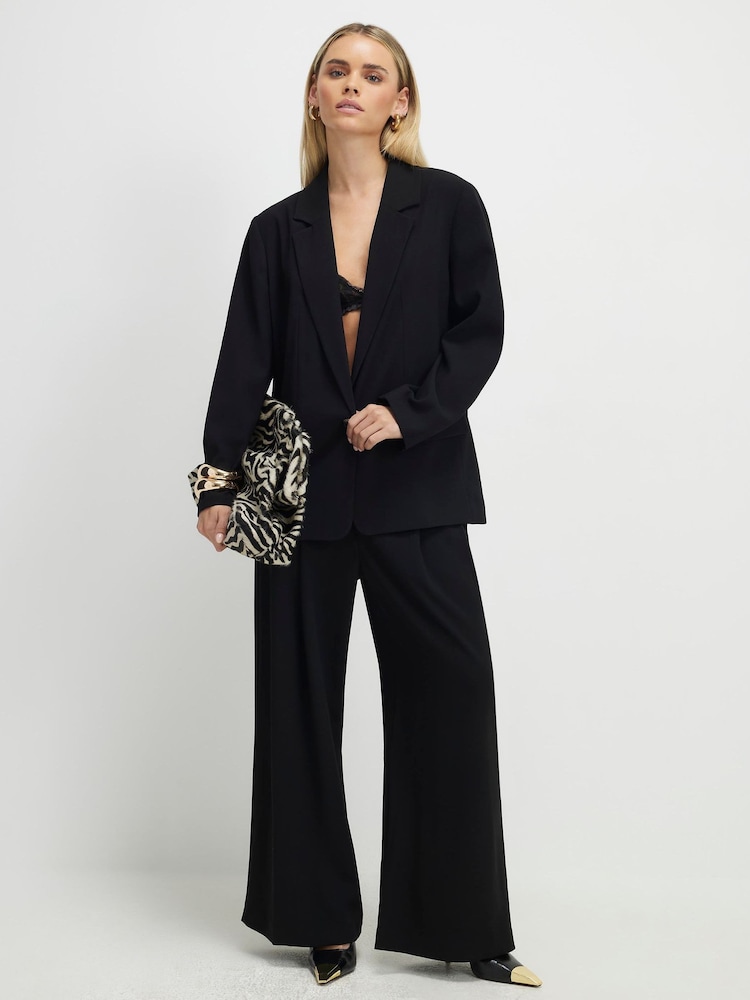 River Island Petite Crepe Ruched Sleeve Blazer - Imaginea 2 din 3