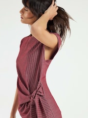 River Island Red Short Sleeve Pinstripe Tie Detail Top - Image 3 of 4