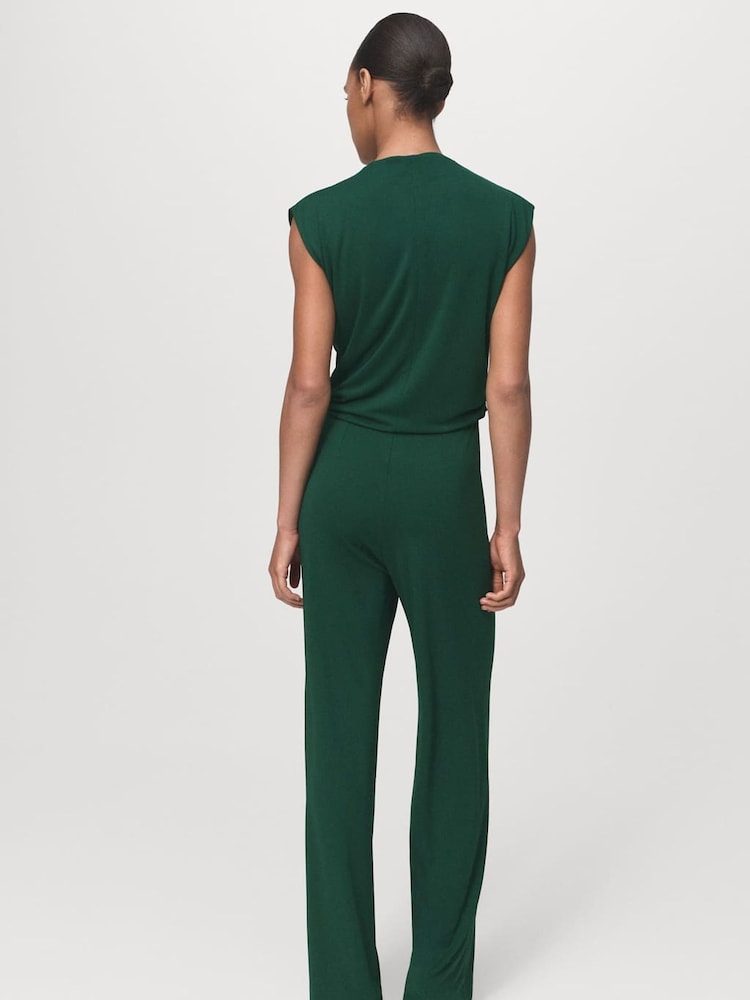 Mango Green Straight-Fit Jumpsuit With Draped Neckline - Image 2 of 7