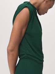 Mango Green Straight-Fit Jumpsuit With Draped Neckline - Image 4 of 7