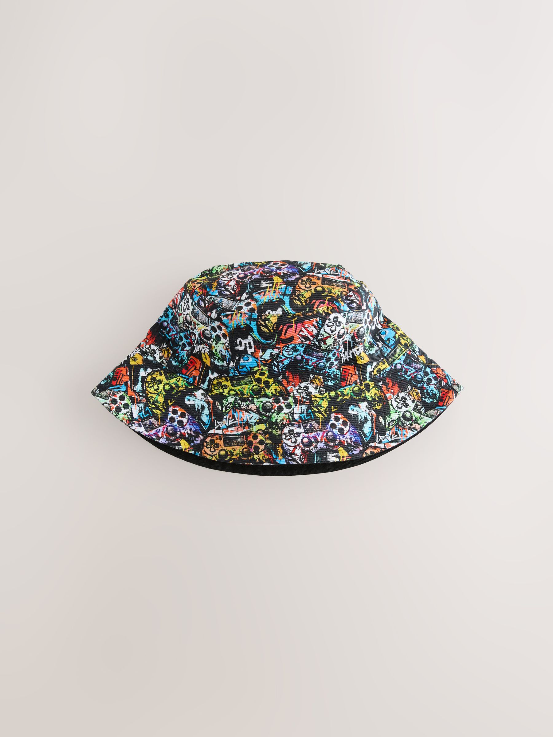 Buy Black Graffiti Gamer Reversible Bucket Hat (1-16yrs) from the
