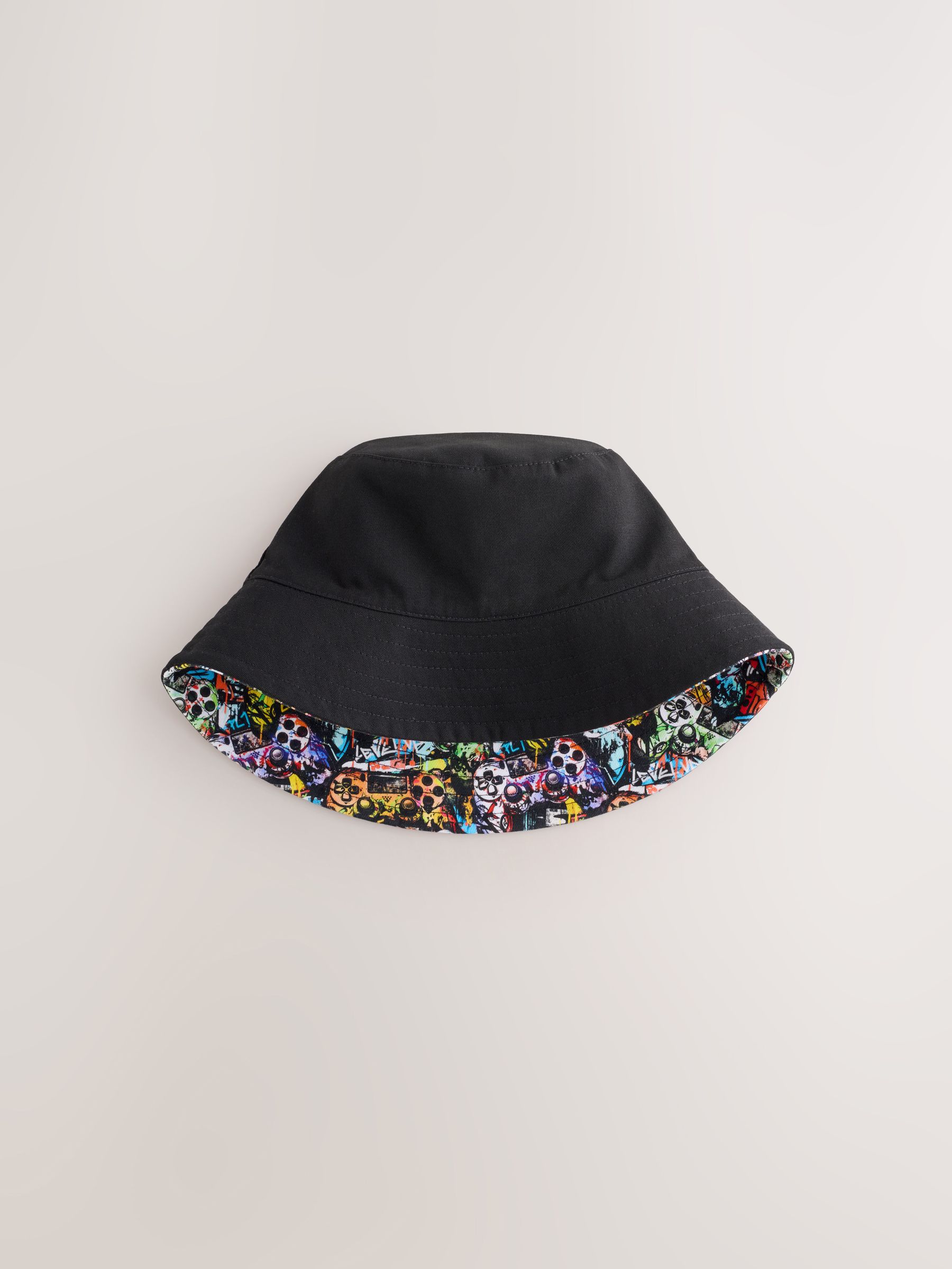 Buy Black Graffiti Gamer Reversible Bucket Hat (1-16yrs) from the