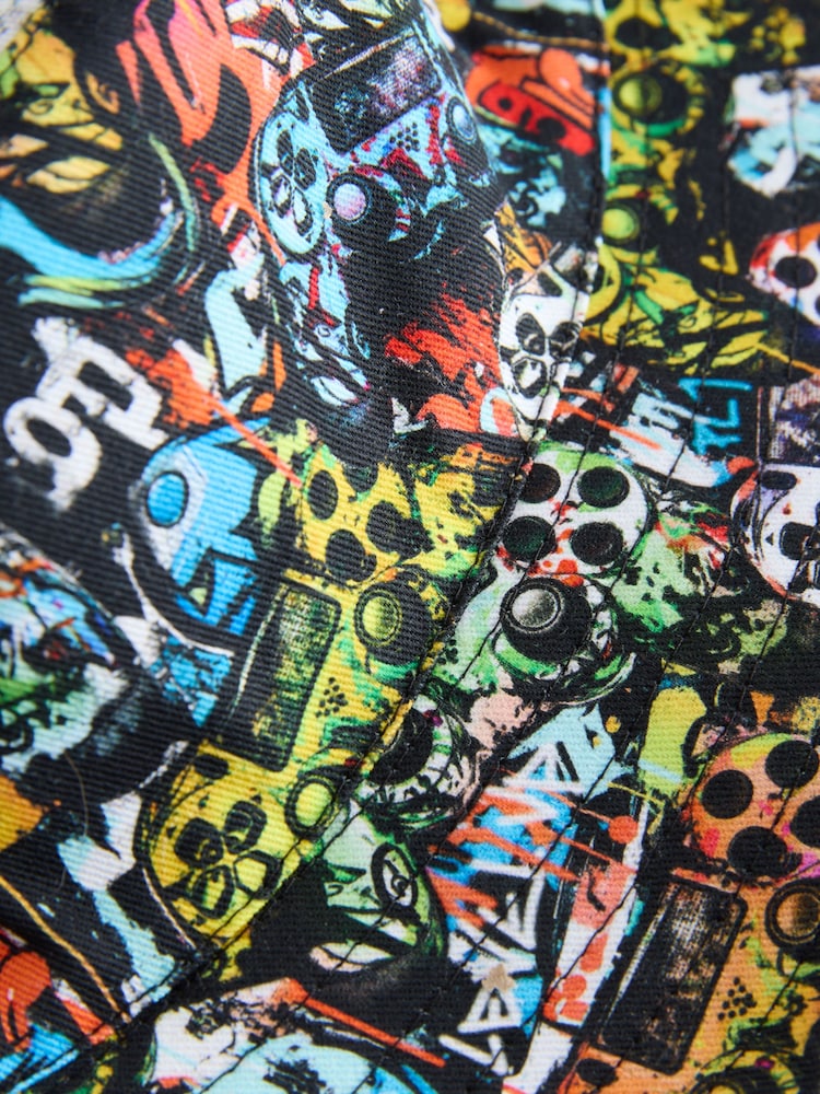 Black Graffiti Gamer Reversible Bucket Hat (1-16yrs) - Image 5 of 5