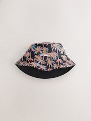 Black Multi Palm Trees Reversible Bucket Hat (1-16yrs) - Image 1 of 3