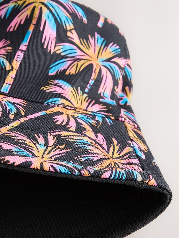 Black Multi Palm Trees Reversible Bucket Hat (1-16yrs) - Image 2 of 3