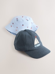 Blue Boats Cap Bucket Hats 2 Pack (3mths-10yrs) - Image 1 of 5