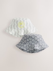 Grey Face/Wavey Stripe Bucket Hats 2 Pack (3mths-13yrs) - Image 1 of 5