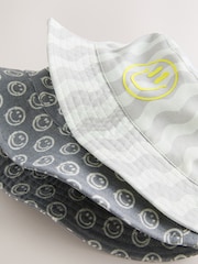 Grey Face/Wavey Stripe Bucket Hats 2 Pack (3mths-13yrs) - Image 5 of 5