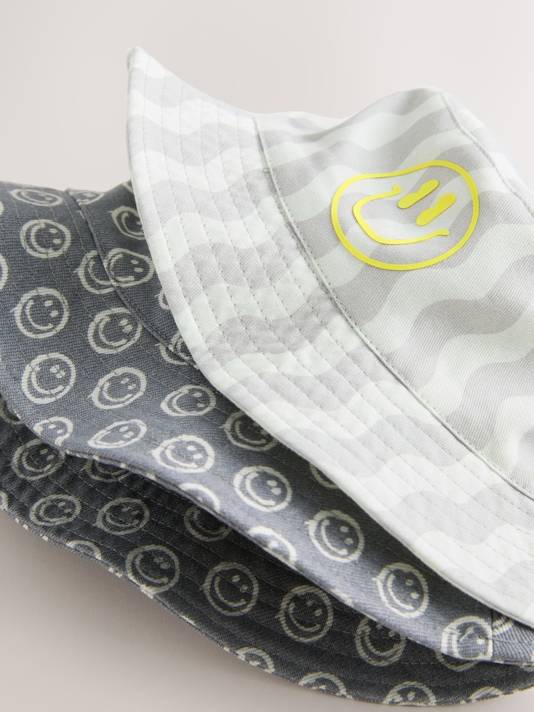 Grey Face/Wavey Stripe Bucket Hats 2 Pack (3mths-13yrs) - Image 5 of 5