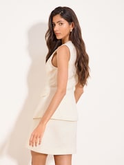 Lipsy Cream Boucle Crew Neck Waistcoat - Image 5 of 5