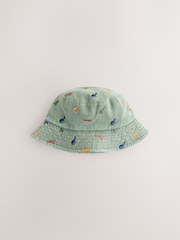 كاكي أخضر - قبعة دلو مطرزة بالكامل برسمة ديناصور (3شهور -10سنوات) - صورة 4 من 6