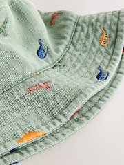 كاكي أخضر - قبعة دلو مطرزة بالكامل برسمة ديناصور (3شهور -10سنوات) - صورة 5 من 6