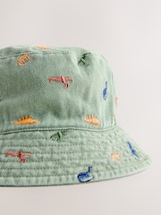 كاكي أخضر - قبعة دلو مطرزة بالكامل برسمة ديناصور (3شهور -10سنوات) - صورة 6 من 6