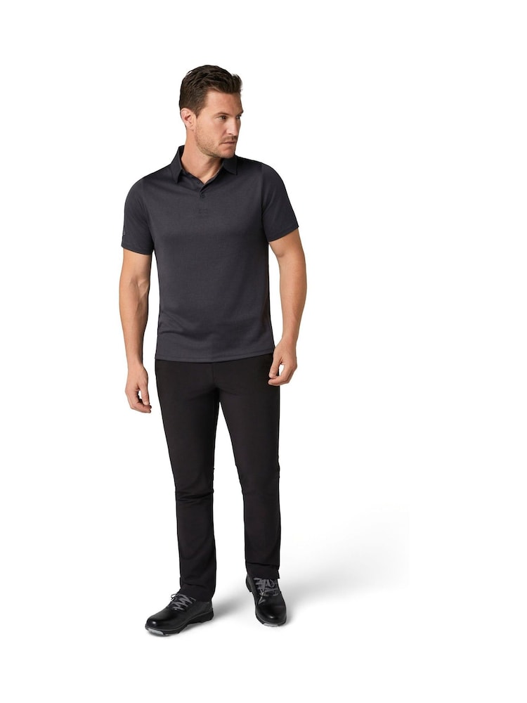 Callaway Apparel Emea Short Sleeve Chev Twill Jacquard Black Polo Shirt - Image 1 of 3 Callaway Apparel Emea Short Sleeve Chev Twill Jacquard Black Polo Shirt - Image 1 of 3