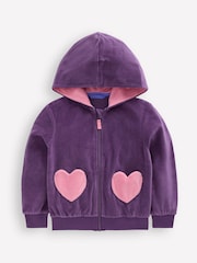 Boden Purple Velour Hoodie - Image 1 of 3