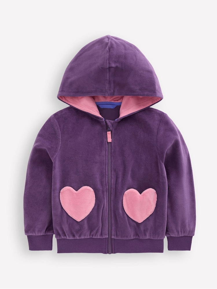 Boden Purple Velour Hoodie - Image 1 of 3 Boden Purple Velour Hoodie - Image 1 of 3