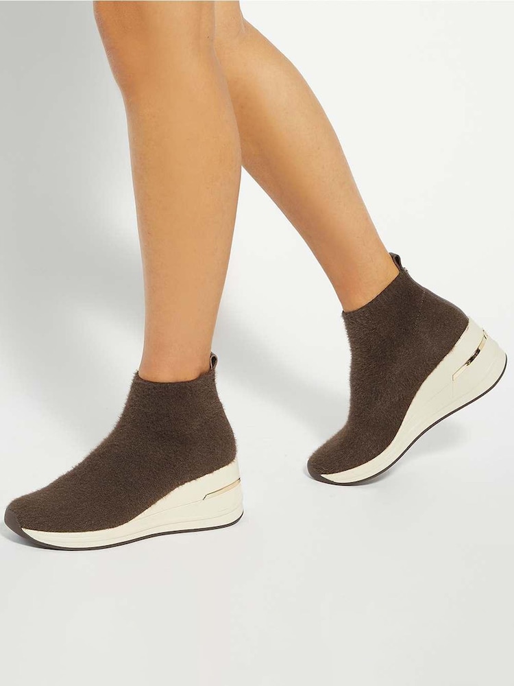 Dune London Brown Envisioned Wedged Trainers - Image 1 of 6 Dune London Brown Envisioned Wedged Trainers - Image 1 of 6
