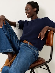 FatFace Sadie Navy Knitted TShirt - Image 2 of 4