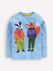 Boden Blue Long Sleeve Novelty T-Shirt - Image 1 of 3