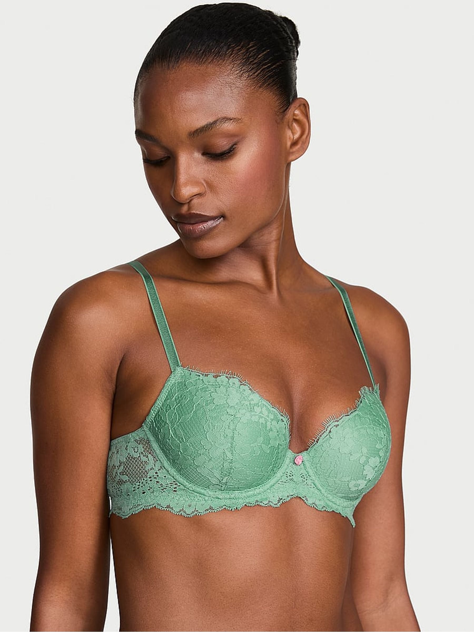 Victoria's Secret Spearmint Green Lightly Lined Demi Lace Bra