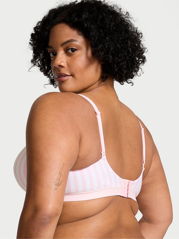 Victoria's Secret Pink Stripe Lightly Lined Demi Cotton Logo Bra - Image 2 of 2 Victoria's Secret Pink Stripe Lightly Lined Demi Cotton Logo Bra - Image 2 of 2